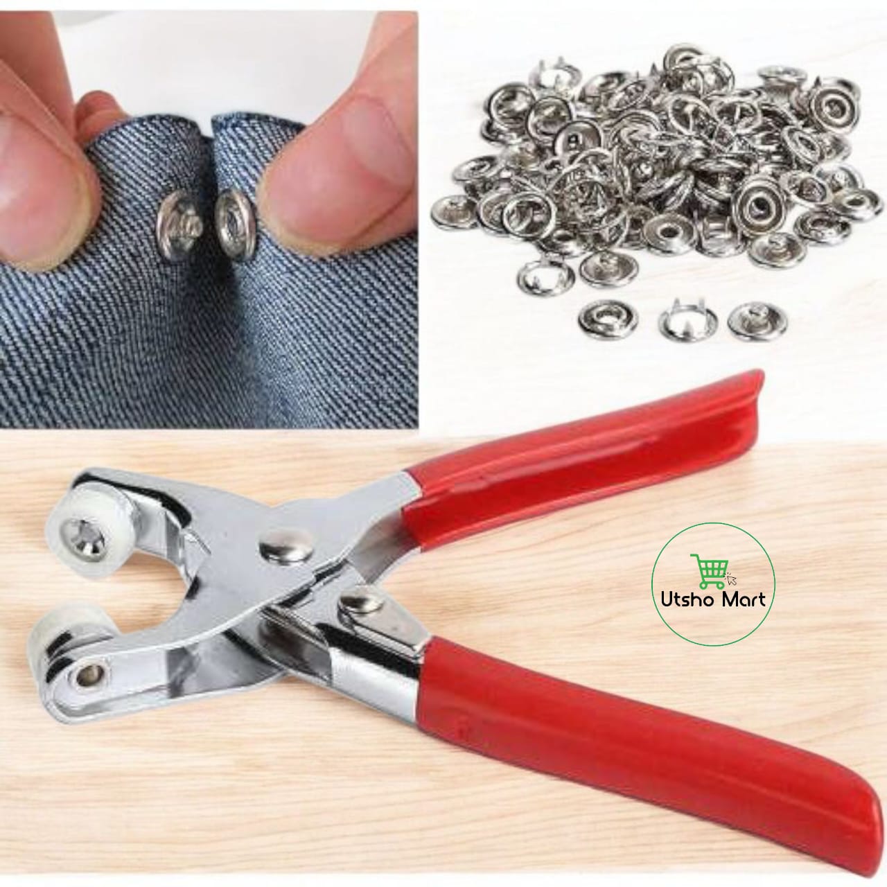 Hand Pressure Pliers Prong Sanp Button.
